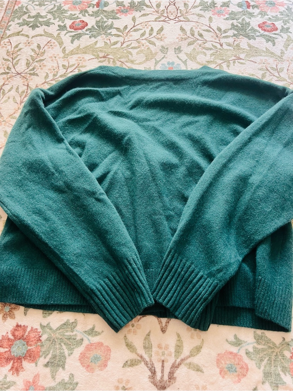 Bloomingdale’s Aqua Cashmere Cardigan Hunter Green Large - Picture 3 of 4